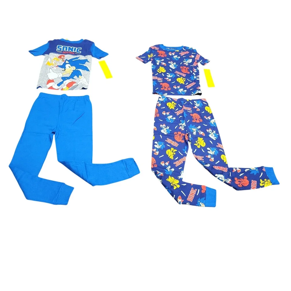 Sega Sonic the Hedgehog Kids' Boys' Girls' Set of 4 Pajama Set Size 8